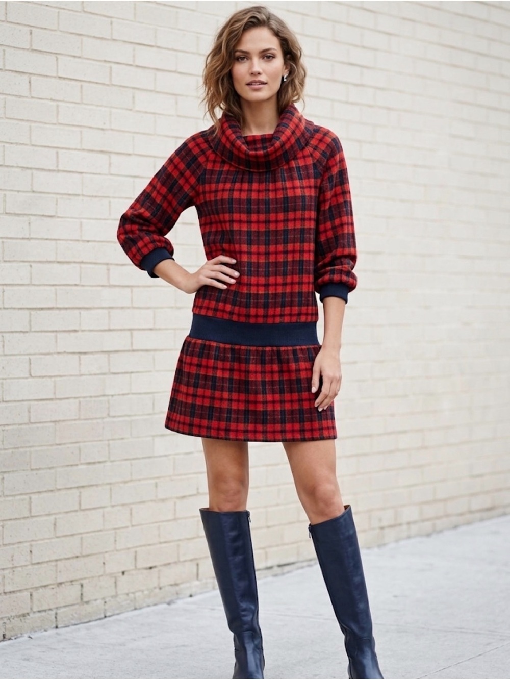 MARC BY MARC JACOBS Red Plaid Drop Waist 100% Wool Dress Women’s Size XS